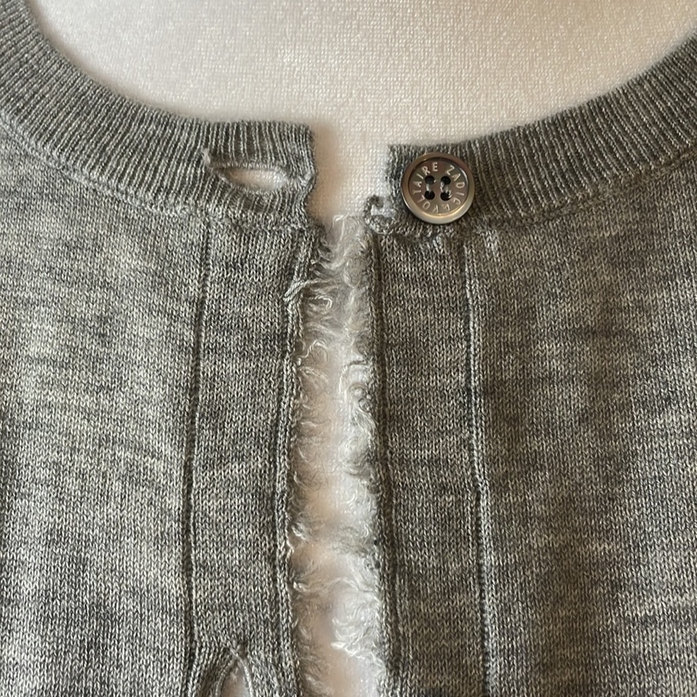Zadig & Voltaire Skull Jewel Navy Gray Cardigan Pearl Buttons M - Picture 6 of 6